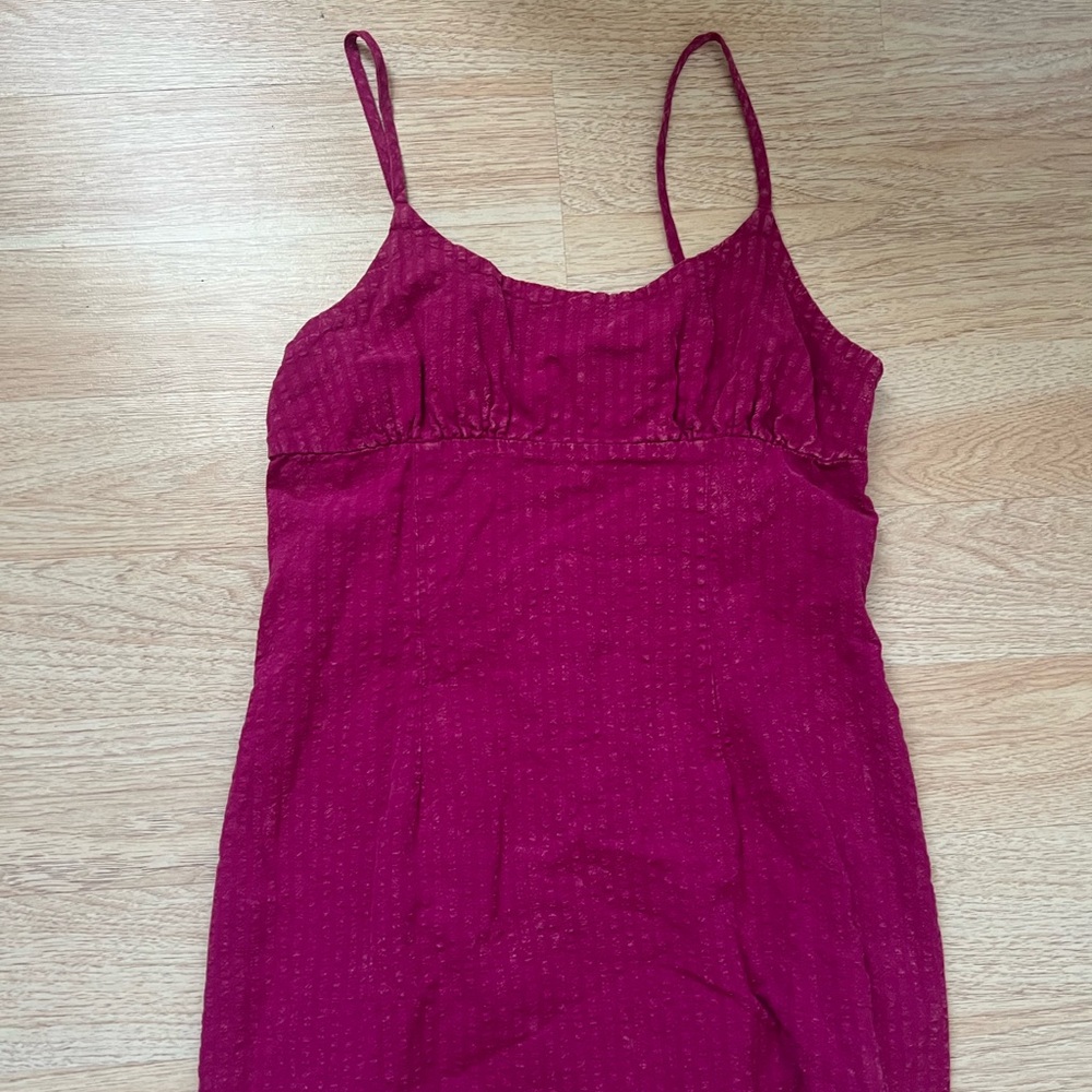 Magenta Spaghetti Strap Mini Dress